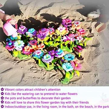 LANNEY Flower Building Toy Set, 200 Pcs Flower Garden Building Toys for Girls Boys 3 4 5 6 7 Year Old, Educational Stem Build Flower Garden Toy, Kids Toddler Birthday Gift Ideas