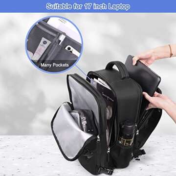Sinaliy Large Travel Backpack for Women Men, Expandable 40L Carry On Backpack, 17 Inch Laptop Backpack College Bookbag, Waterproof Travel bag as Person Item Flight Approved