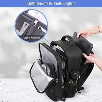 Sinaliy Large Travel Backpack for Women Men, Expandable 40L Carry On Backpack, 17 Inch Laptop Backpack College Bookbag, Waterproof Travel bag as Person Item Flight Approved