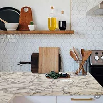 Art3d Self-Adhesive Grey Marble Wallpaper 17.3"x200"