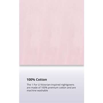 The 1 for U Cotton Nightgown - Vintage Nightgowns For Women, Pink, SM