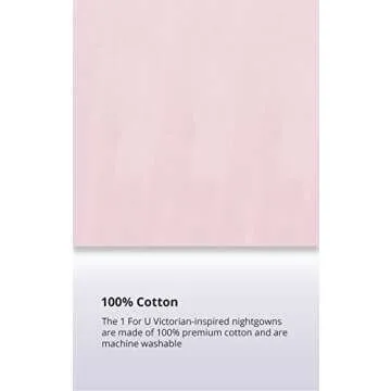 The 1 for U Cotton Nightgown - Vintage Nightgowns For Women, Pink, SM