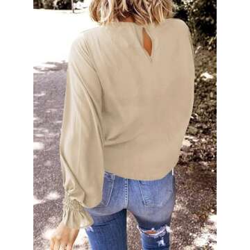 Dokotoo Womens Fashion Casual Tops Fall Outfits for Women 2024 Long Sleeve Shirts for Women Crewneck...