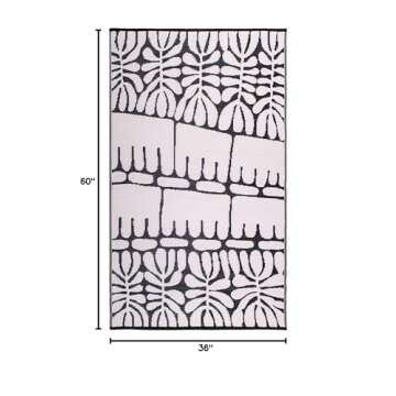 Fab Habitat Outdoor Rug - Waterproof, Fade Resistant, Crease-Free - Premium Recycled Plastic - Tribal, Black & White - Porch, Deck, Balcony, Mudroom, Laundry Room, Patio - Serowe - Black - 3 x 5 ft