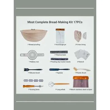 Virtuously made Bread Proofing Basket, Round 9 inch Sourdough starter kit, Proofing Basket for Bread baking, Bread Making Supplies Tools, Banneton Basket Gift Set, Medium, Natural, VM-SDSK-10