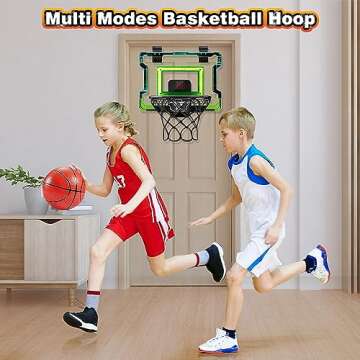 Indoor Electronic Basketball Hoop with Scoreboard, LED Lights, 3 Balls & Pump - For Kids, Teens & Adults