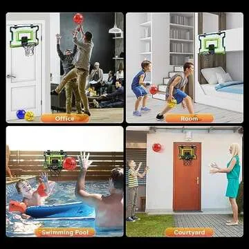 Indoor Electronic Basketball Hoop with Scoreboard, LED Lights, 3 Balls & Pump - For Kids, Teens & Adults
