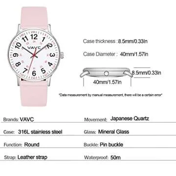 VAVC Nurse Watch for Medical Students,Doctors,Women with Second Hand and 24 Hour. Easy to Read Watch