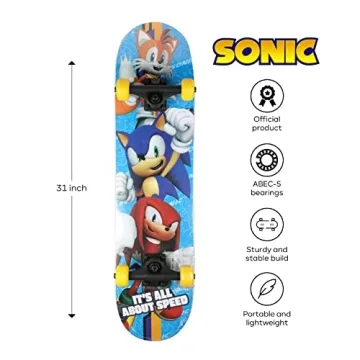 Sonic Hedgehog 31 Inch Skateboard for All Skill Levels