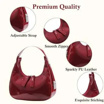 Lxyxinarhy Women's Retro Crescent Shoulder Bag - Red