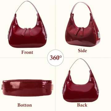 Lxyxinarhy Women's Retro Crescent Shoulder Bag - Red