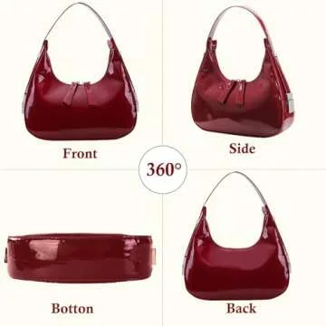 Lxyxinarhy Women's Retro Crescent Shoulder Bag - Red