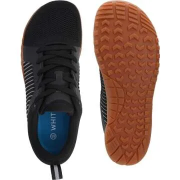 WHITIN Men's Extra Wide Width Barefoot Minimalist Shoes Zero Drop Trail Running Hiking Sneaker Cross Training Walking Gym Workout Lifting Black Gum 44