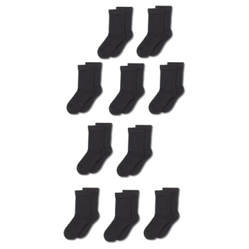 Amazon Essentials Kids Cotton Crew Socks 10 Pairs Black Medium