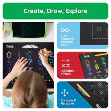 PicassoTiles 2-in-1 Magnetic Drawing Board for Kids