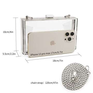 SharPlus Women Cute Clear Purse Acrylic Box Clutch Handbag, Transparent Crossbody Evening Bag Stadiu...