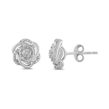 Amazon Essentials Sterling Silver Diamond 7 Stones Cluster Flower Stud Earrings (previously Amazon Collection)