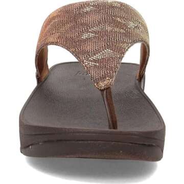 FitFlop ET9806-030 LULU Glitz Toe-Post Sandals Chocolate Metallic US05