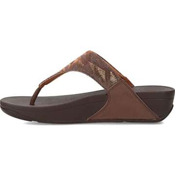 FitFlop ET9806-030 LULU Glitz Toe-Post Sandals Chocolate Metallic US05