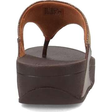 FitFlop ET9806-030 LULU Glitz Toe-Post Sandals Chocolate Metallic US05