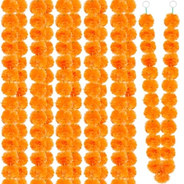 Fovths 5-Piece 5-Foot Light Orange Marigold Garland for Weddings & Decor
