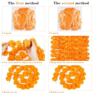 5ft Light Orange Marigold Garland for Weddings & Parties