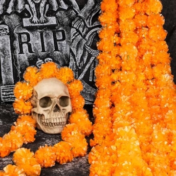 5ft Light Orange Marigold Garland for Weddings & Parties