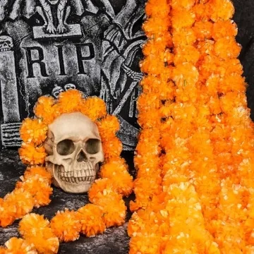 5ft Light Orange Marigold Garland for Weddings & Parties