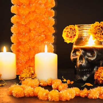 5ft Light Orange Marigold Garland for Weddings & Parties