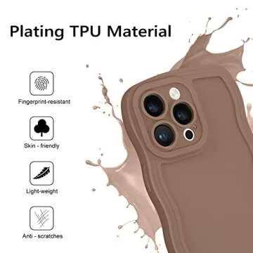 YINLAI Designed for iPhone 14 Pro Max Case 6.7-Inch, Cute Curly Wave Frame Shape Slim Soft TPU Bumper Women Girls Shockproof Protective Phone Case Cover, Khaki/Brown