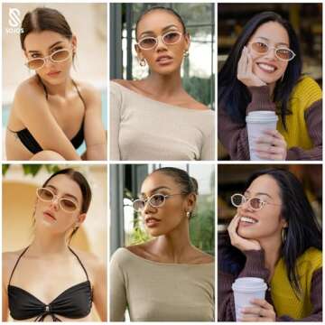SOJOS Retro Petite Oval Rhinestone Sunglasses for Women 90s Styles Bling Hippie Disco Trendy Sun Glasses Small Face SJ1205