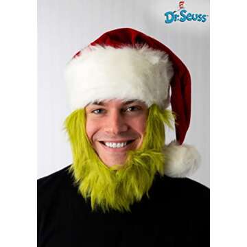 elope Dr. Seuss The Grinch Plush Santa Costume Hat with Beard