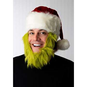 Dr. Seuss Grinch Santa Hat with Beard for Festive Fun