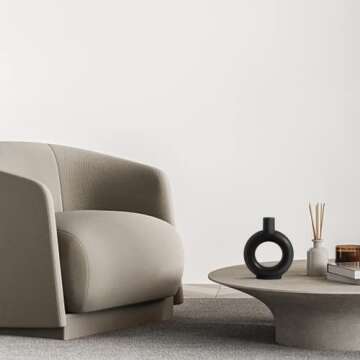 YELNOKU Black Ceramic Vase -Modern Hollow Dnout Home Decor Centerpieces, Flower Vase for Living Room,Kitchen, Office,Bookshelf,Wedding Decor and Gifts,Circle Geometric Minimalist Decoration(Black)