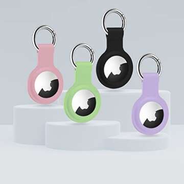 4 Pack Silicone Airtag Holder Waterproof, Airtag Case with Anti-Lost air tag Keychain, Airtags 4 Pack Tracker, airtag Holders Compatible with Apple airtag Holder Keychain Accessories air tag Holders
