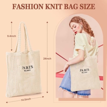 Ayieyill Crochet Tote Bag Stylish Lightweight Beach Essential
