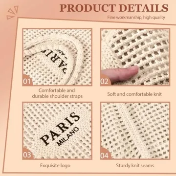 Ayieyill Crochet Tote Bag Stylish Lightweight Beach Essential