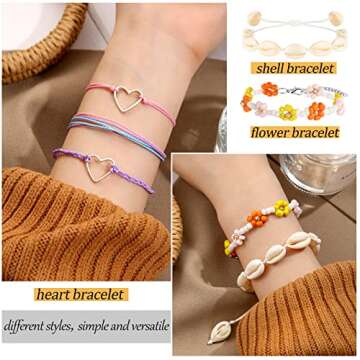 YEEZII 20 Pieces String Bracelets for Women, Boho Waterproof Adjustable Evil Eye Bracelets Pack, Cute Mexican Handmade Friendship Bracelets Preppy Jewelry