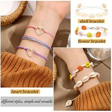 YEEZII 20 Pieces String Bracelets for Women, Boho Waterproof Adjustable Evil Eye Bracelets Pack, Cute Mexican Handmade Friendship Bracelets Preppy Jewelry