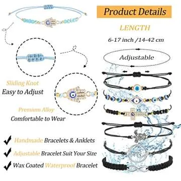 YEEZII 20 Pieces String Bracelets for Women, Boho Waterproof Adjustable Evil Eye Bracelets Pack, Cute Mexican Handmade Friendship Bracelets Preppy Jewelry