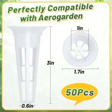 Alphatool Grow Baskets Compatible with AeroGarden - 50 Pcs Hydroponic Baskets, Seed Starters Pods Re...