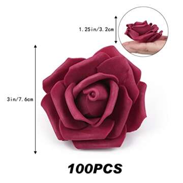 200 Foam Rose Heads Bulk for Wedding Decorations & DIY Crafts