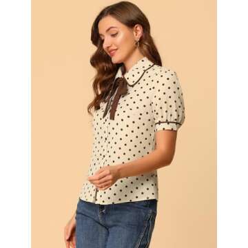Allegra K Vintage Polka Dot Blouse for Women - Stylish Top