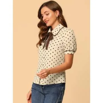 Allegra K Vintage Polka Dot Blouse for Women - Stylish Top