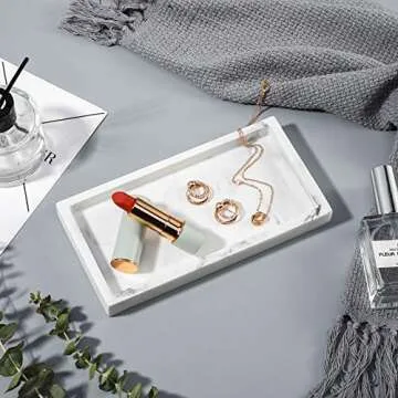 Luxspire Vanity Tray - Elegant Marble Resin Organizer