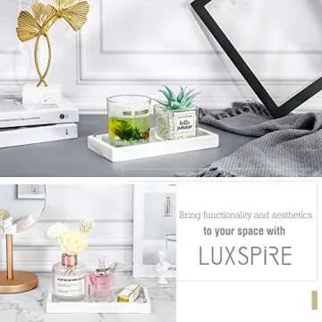 Luxspire Vanity Tray - Elegant Marble Resin Organizer