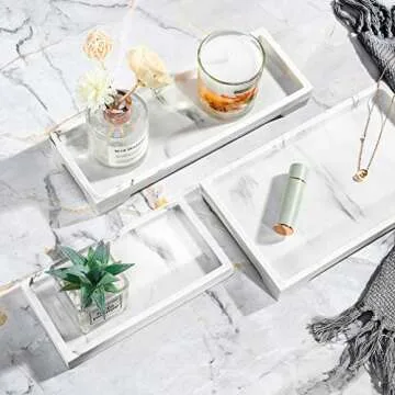 Luxspire Vanity Tray - Elegant Marble Resin Organizer
