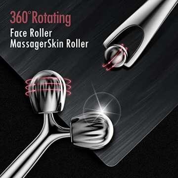 3D Contouring Face Massage Roller, Metal Face Roller Gua Sha Massage Tool Kit, Cooling Beauty Skin Roller Face Lift for Face, Eye, Neck, Body Skin Care Tools Gift Sets for Women
