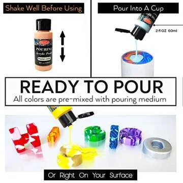 Acrylic Pouring Paint of 36 Bottles (2 oz/60ml),32 Assorted Colors Set to Pre-Mixed High Flow Acrylic Paint Pouring Supplies for Canvas Glass Paper Wood Tile and Stones, Complete Paint Pouring Kit