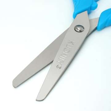 KUONIIY Kids Scissors with Comfort Grip, Blunt Tip 6 Pack